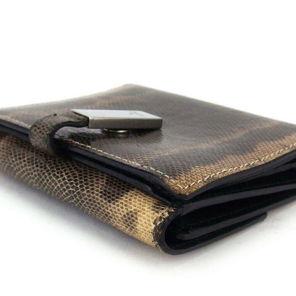 GUCCI W Hook Wallet Lizard Vigma Press Leather Auth USED F1619 - Picture 10 of 10